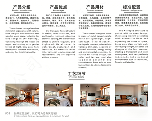 บ้านทรงสามเหลี่ยมโครงสร้างเหล็กทันสมัย ระบายอากาศได้ดี ออกแบบปรับเปลี่ยนได้ พร้อมรับประกัน 1 ปี เหมาะสำหรับโฮมสเตย์ - Product Image 3