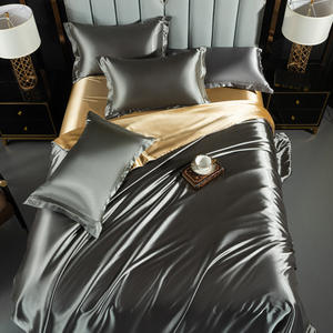 Luxe 100% Pure Moerbei Zijde Beddengoed Set Dubbele Massief Zijde Polyester Satijn Paars Baby Laken Eenvoudige 4-delige Beddengoed Set - Product Image 5