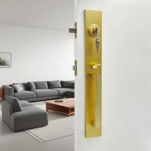 Serrure de <span class=keywords><strong>porte</strong></span> extérieure OEM pour villa, ensemble poignée et serrure de <span class=keywords><strong>porte</strong></span> d'entrée moderne pour la maison, ensemble poignée de sécurité pour <span class=keywords><strong>porte</strong></span> d'entrée, double verrou - Product Image 3