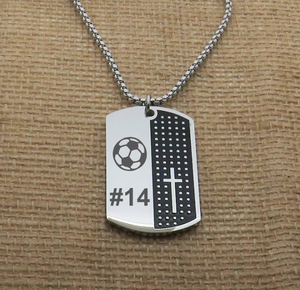Bóng Đá Bóng Rổ Người Chơi Thép Không Gỉ Quân Đội Mặt Dây Chuyền Vòng Cổ Tùy Chỉnh Cá Nhân Kỹ Thuật Số 18K Vàng Thép Đội Quà Tặng Vòng Cổ - Product Image 6