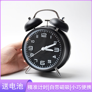 Reloj despertador de metal de 4 pulgadas, silencioso, sin tictac, circular, para estudiantes, regreso a clases, blanco, rojo, negro, azul, verde - Product Image 4