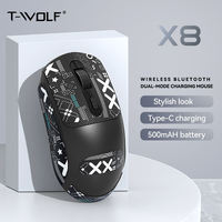 Ratón Inalámbrico T-WOLF X8 para Juegos y Oficina, Batería de 500 mAh, 2.4G BT, Diseño Ergonómico, Ratón Recargable con Pegatinas de Graffiti