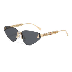 Frameless Rhinestone <b>Sunglasses</b> Black PC Lens UV400 Unisex Outdoor Style - Product Image 5