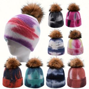 Gorros de Punto Personalizados con Bordado, Gorro de Invierno de Acrílico Teñido para Mujer, Gorro de Punto con Pompón - Product Image 1