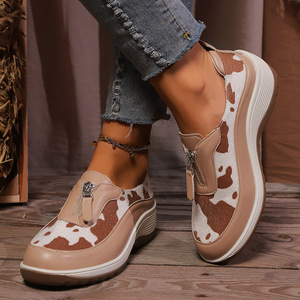 Chaussures de sport pour femmes IStapromo à imprimé léopard, nouvelle collection, avec fermeture éclair, talon compensé, respirantes, amortissantes, résistantes à l'usure, pour l'automne et le printemps - Product Image 6