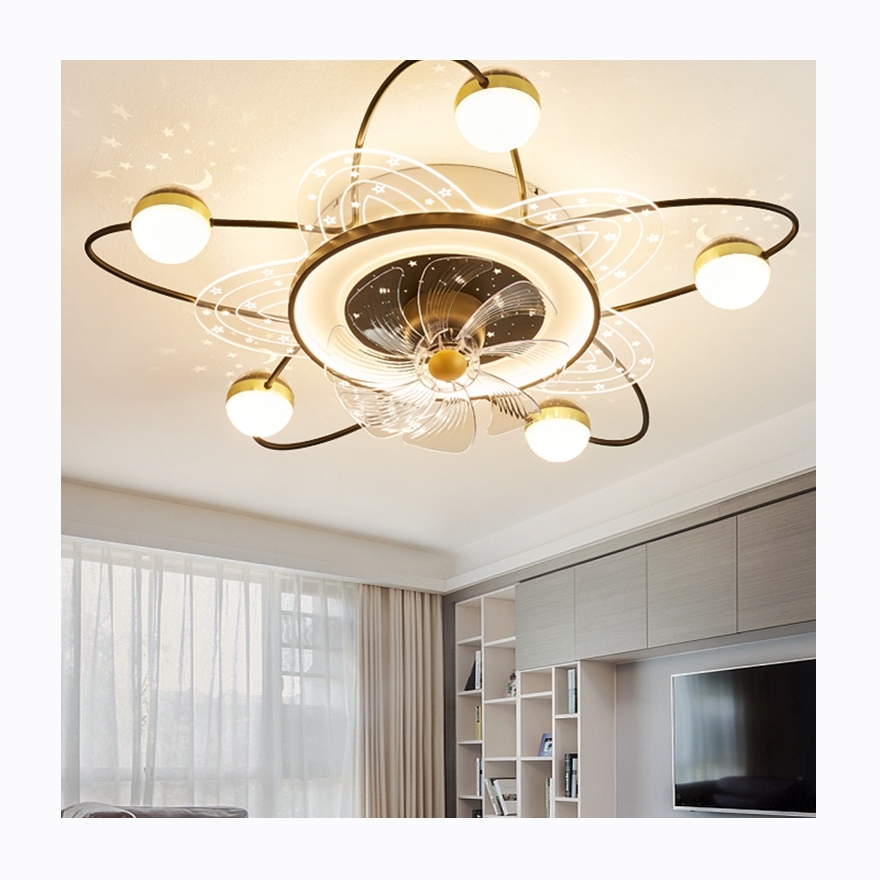 New Modern Designer Decorative Bedroom Home Lighting Luxury Flush Mount Remote Control Led Iron Fans Ceiling Lamp Dimmable