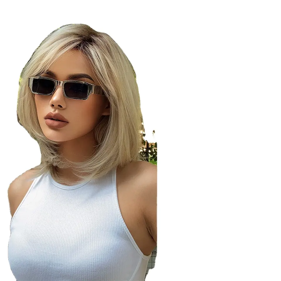 Short bob 613 Lace Wig Hair Synthetic Heat Resistant lace Front Wig For Black Women Wig With Long Curly middle part