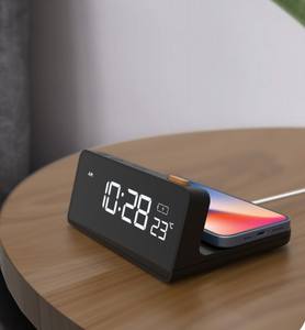 Relojes de mesa de escritorio inteligentes de diseño moderno para <span class=keywords><strong>iPhone</strong></span> Función de carga inalámbrica rápida <span class=keywords><strong>Snooze</strong></span> Hecho de plástico - Product Image 1