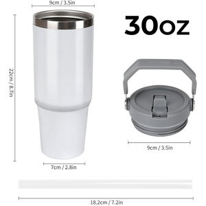 Taza de Café de Viaje de 30 oz con Logotipo Personalizado, Taza Térmica de Acero Inoxidable de 30 oz, Vaso con Pajita Abatible y Asa - Product Image 2