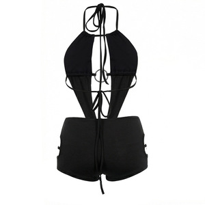 ชุดรอมเปอร์ฤดูร้อนสำหรับผู้หญิง Viviblook D26RP003 สีพื้นแบบใหม่ เซ็กซี่ โชว์หลังเว้าแหวน สายรัดคอแบบผูกหลัง - Product Image 6