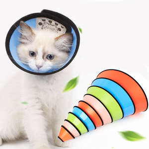 Elizabethan Multi-Color Tamaño ajustable Anti-Cat Bite Lick Protector Headgear Collar Plástico Borde suave Postoperatorio Correa para mascotas - Product Image 6