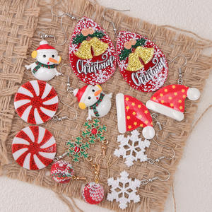 Christmas Drop Earrings Acrylic Santa Bells Snowflake Women's Gift Jewelry - Product Image 3