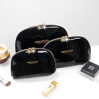 Grand sac à cosmétiques de mode pliable en cuir PU verni brillant à paillettes personnalisées pour dames pochette à fermeture éclair organisateur maquillage