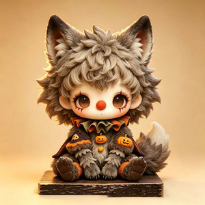 Ensemble de figurines en bois mignonnes pour Halloween, clown vintage, décor de table et d'étagère, dessin animé effrayant, ornement de fête d'Halloween, cadeau pour la maison - Product Image 2