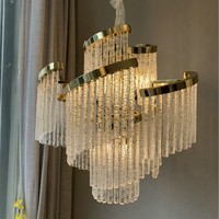 Lustre moderne de luxe en cristal K9, hauteur réglable, luminaire suspendu contemporain pour salon et salle à manger, à intensité variable