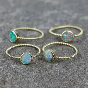 LS-A051 Sparkly Geweldig! Mode vrouwen ring natuurlijke opal stone met vergulde ronde vorm sieraden ring hot selling