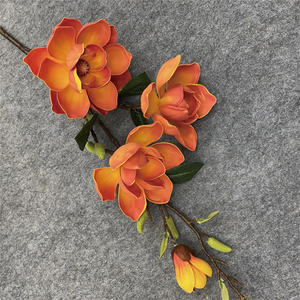Flores artificiales decorativas, 4 cabezas, <span class=keywords><strong>Magnolia</strong></span> <span class=keywords><strong>Grandiflora</strong></span>, venta al por mayor - Product Image 5