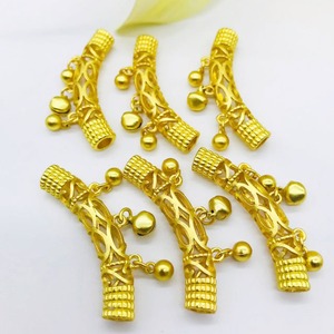 Gold Plated Hollow Curved <b>Tube</b> Bell Sleeve Jewelry <b>Finding</b> Half Moon Shape DIY Accessory Component - Product Image 1