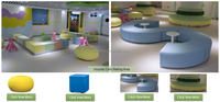 Solution d'ameublement médical pour salle d'attente d'hôpital : canapé, fauteuils, tabourets, poufs