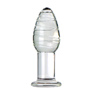 Tapón <span class=keywords><strong>anal</strong></span> de vidrio transparente a rayas rojas y azules para masturbación femenina, masaje en el patio trasero y productos sexuales - Product Image 3