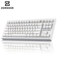 Zornher ZH870 White Spider Web Mechanical Keyboard 88 Keys RGB Hot-Swap Tri Mode Gaming Keyboard for Office