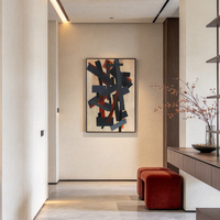 Peinture à l'huile sur toile 3D faite main grand format, abstraite moderne texture rouge or blanc, décoration maison hôtel