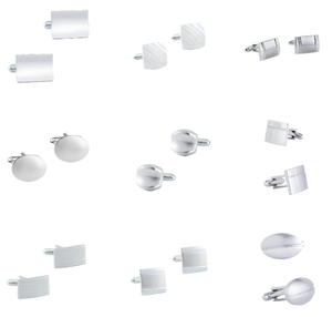 Gemelli da Uomo in Ottone Argentato Semplici ed Eleganti, Accessori per Completo, Gemelli per Feste, Basso MOQ - Product Image 1