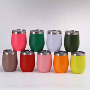 Custom Logo Egg Shaped Stainless Steel Metal Wine Tumbler 12 oz Insulated Vacuum for Party Use Modern Luxury - Product Image 1