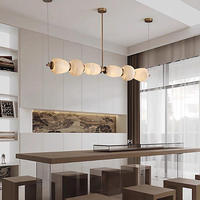 Lustre linéaire en laiton et marbre alabastro pour salle à manger, avec télécommande et hauteur réglable