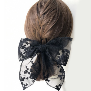 Barrette à <span class=keywords><strong>cheveux</strong></span> vintage en dentelle blanche avec grand nœud brodé en tulle, élégante pour mariée, coiffure <span class=keywords><strong>de</strong></span> <span class=keywords><strong>mariage</strong></span> pour femme - Product Image 5