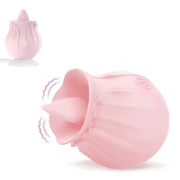 Weiblicher Klitoris- und G-Punkt-Stimulator Wasserdichter Silikon-Rosenblüten-Zungenvibrator Geräuschloser Erwachsenen-Sexspielzeug Rosen-Leckvibrator für Frauen