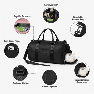 Bolsa <span class=keywords><strong>de</strong></span> Gimnasio Impermeable <span class=keywords><strong>de</strong></span> Gran Capacidad con Logotipo Personalizado, Bolsa <span class=keywords><strong>de</strong></span> Viaje Deportiva Resistente con Compartimento para Zapatos para Hombres y Mujeres - Product Image 2