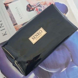 Sac de maquillage effet miroir argenté en cuir Pu noir sac de voyage portable plaque métallique 8 pouces - Product Image 1