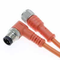 Connecteur Circulaire M12 Personnalisé 8 Broches Orange Câble Surmoulé Codé A Câble d'Extension Mâle-Femelle Personnalisé