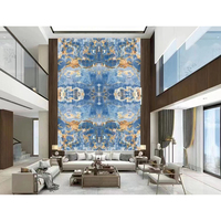 Dalles murales en onyx bleu ciel transparent, pierre de jade et marbre, très demandées pour les murs de salle de bain