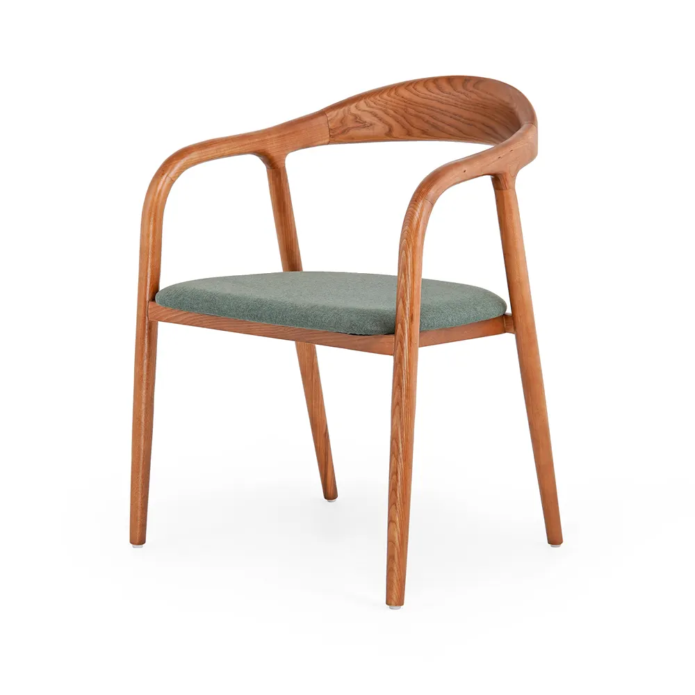 Cadeira de jantar com almofada estofada de madeira maciça nórdica, cadeira de estudo de alta qualidade, cadeira de hotel para café e loja, fabricante