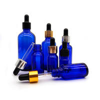 Pipette en verre bleu personnalisable de 5 ml, 10 ml, 20 ml, 30 ml, 50 ml, 100 ml, 200 ml, réutilisable, pour l'emballage d'huiles essentielles