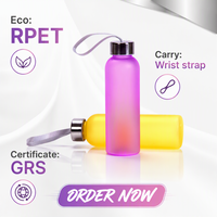 Bouteille d'eau sport en plastique avec bouchon en acier inoxydable 500 ml, certifiée GRS, écologique, en RPET, avec logo personnalisé, pour soda et bière