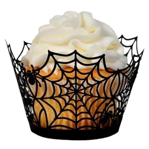 Envoltorios de Papel para Cupcakes con Diseño de Telaraña, Bandejas para Muffins, Decoración para Fiestas de Halloween - Product Image 1