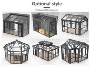 Nueva llegada: Invernadero de <span class=keywords><strong>cristal</strong></span> prefabricado con techo plano y perfil de extrusión de aluminio, diseño moderno con puerta corredera. - Product Image 2