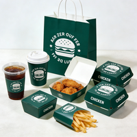 Échantillon gratuit Boîte à emporter en papier jetable recyclable bon marché Poulet frit Frites Hamburgers Emballage combiné pour restauration rapide