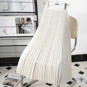 Jupe plissée taille empire haut <span class=keywords><strong>de</strong></span> gamme, nouvelle collection printemps-automne 2025, polyvalente, amincissante, ourlet large, mi-longue, coupe trapèze - Product Image 2