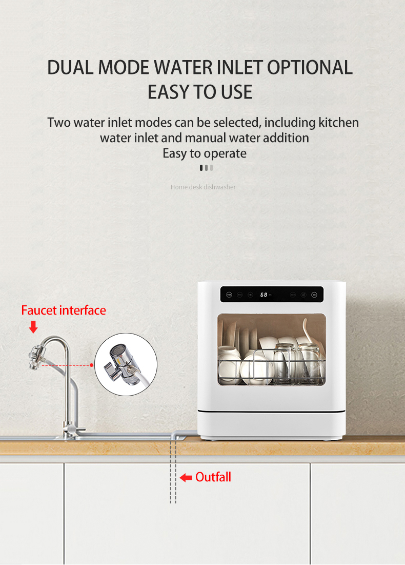 Intelligent Dishwasher Installation Free Mini Desktop Household Dishwasher Disinfection And Drying Vegetable Washer Automatic
