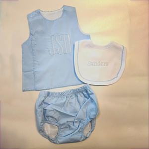 تخفيضات الصيف الساخنة: ملابس أطفال بنات مطرزة بالحروف الأولى، قماش قطني 100%، طقم قميص وحفاضة ومريلة، أزياء متناسقة للأشقاء - Product Image 2