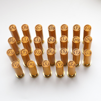 Ensemble de tampons à cire en forme de feuille avec manche en bois de hêtre, 26 tampons alphabétiques pour la décoration