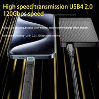 Kabel Thunderbolt 3 Tipe-C ke Tipe-C 8K PD 240W 80Gbps dengan Pengisian Cepat 5A, Material FPC, Chip E-Marker