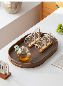 Vassoio <span class=keywords><strong>in</strong></span> legno personalizzato con venature del legno naturale per tè, snack e conservazione domestica, vassoio <span class=keywords><strong>in</strong></span> legno con manico, vassoio <span class=keywords><strong>in</strong></span> legno ellittico. - Product Image 3