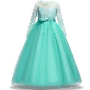 Vestido de Fiesta para Niñas, Manga Larga, Encaje, Morado, Vestido de Princesa para Niña de las Flores, Cuello Redondo, Falda de Tul - Product Image 4