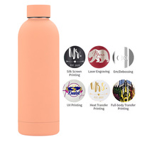 Botella de Agua y Té Reutilizable de Acero Inoxidable Aislada, Libre de BPA, Ecológica, para Bebidas Frías y Calientes, 500 ml, con Recubrimiento de Goma, Regalo Empresarial