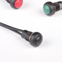 TOOWEI Interruptor de Botón Pulsador de 12mm 1NO Momentáneo y de Retención, Totalmente Sellado IP67, Precableado, de Plástico